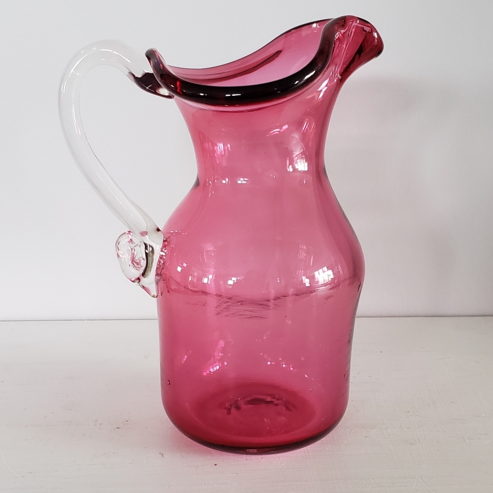 Canadian Cranberry Glass Pitcher